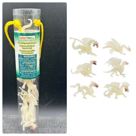 Glow In The Dark Dragons Toob Mini Figures Safari Ltd Ages 3+ 679304 2014 6 Pcs - Picture 1 of 9
